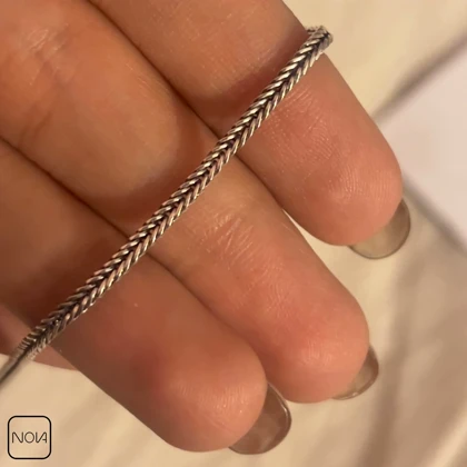 دستبند نقره مردانه میرو سیاه قلم کد 0353231