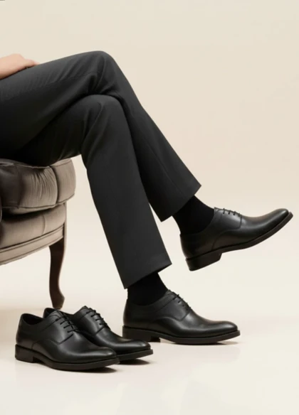 کفش رسمی بندی مردانه مدل sahand-مشکی