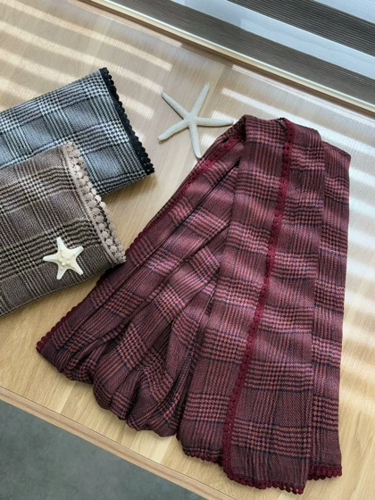 2081-شال چهارخونه عدسی