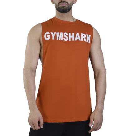 رکابی تنک تاپ اور سایز مردانه جیم شارک مدل 10549 آجری