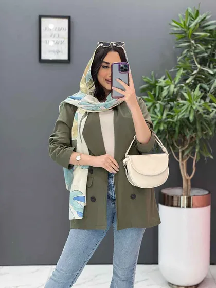 مانتو کتی چهاردکمه یقه آرشال