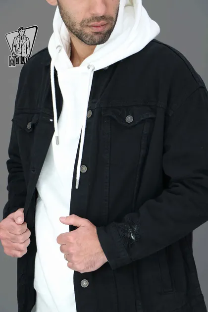 کت جین مشکی زاپ‌دار DENIM
