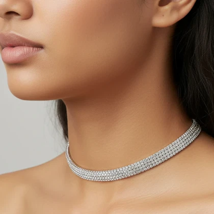 طوق نگینی زنانه سه لاین