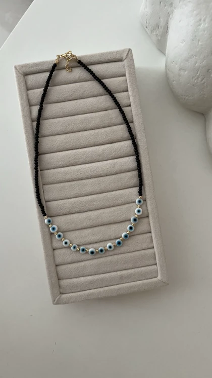 گردنبند تابستانی مشکی چشم