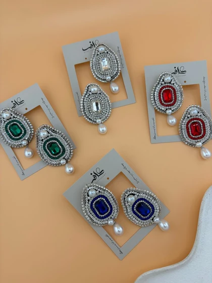 گوشواره جواهری دست ساز مرواریدی