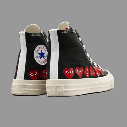 کانورس پلی مولتی هارت مشکی ساق بلند Converse Cdg Play Multi Heart Black Hightop