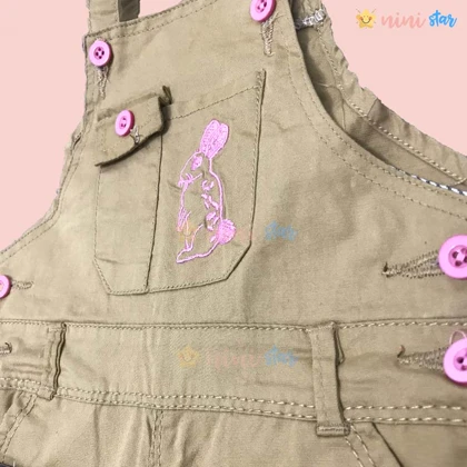 سرهمی پیش بندی کتان دخترانه خردلی (قواره کوچک)