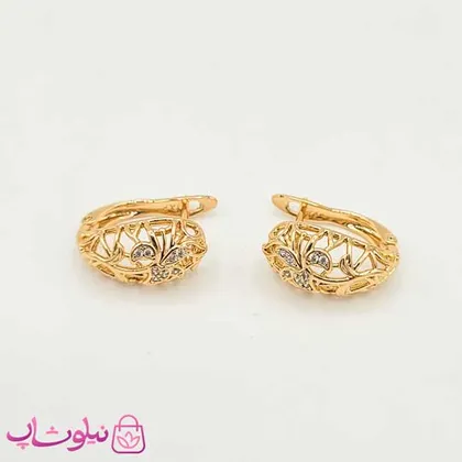 گوشواره زنانه ژوپینگ نگین‌دار طرح طلا
