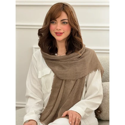 شال ساده نخی حصیری دورریش