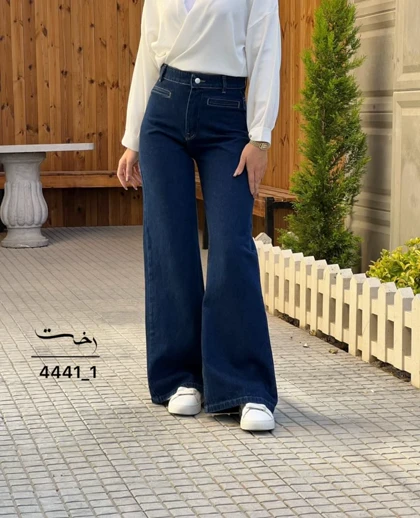 شلوار فلر بگ جین آبی جیب فیلتو
