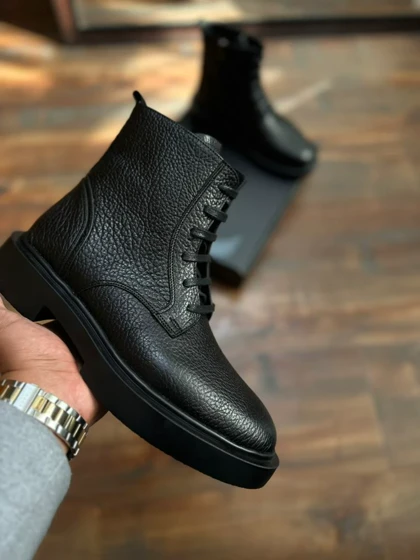 بوت چرم طبیعی مشکی Forli کد sho186
