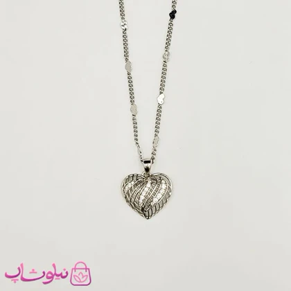 گردنبند زنانه ژوپینگ طرح قلب نقره ای رنگ کد 650