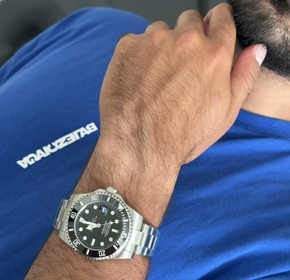 ساعت رولکس سابمارینر مردانه نقره ای صفحه مشکی Rolex Submariner
