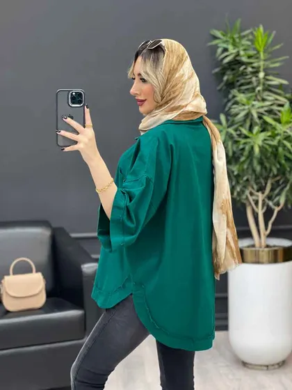 مانتو لینن جیب دکمه