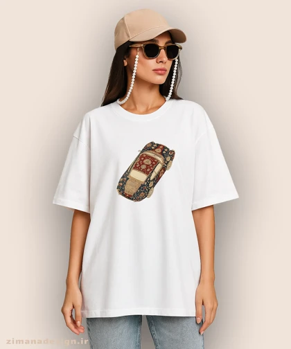 تیشرت لش مردانه و زنانه طرح ماشین تلفیق با فرش ایرانی