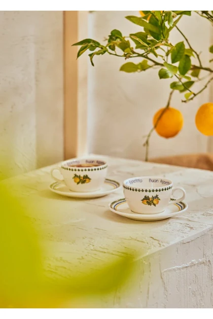 ست فنجان چای 2 نفره Bella Maison مدل Lemoncello - چندرنگ