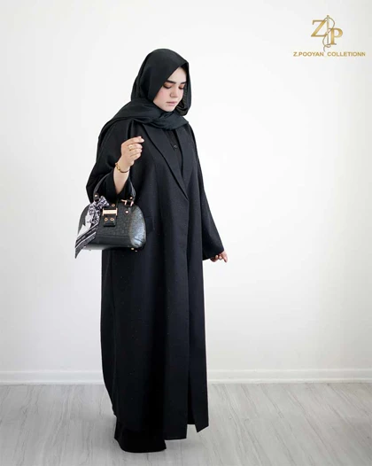 مانتو عبایی زنانه لینن نگین‌دار لیدا