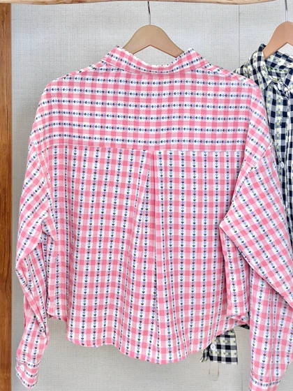 شومیز وارداتی خنک چهارخونه مشکی