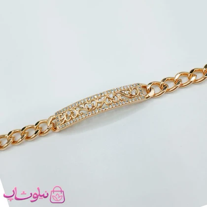 دستبند زنانه ژوپینگ با پلاک نگین‌دار کد 2997