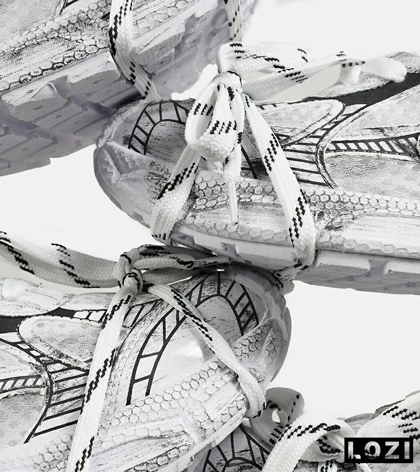 کفش کتانی مردانه و زنانه سفید مشکی Balenciaga 3XL مدل 7274