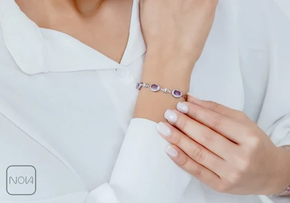 دستبند نقره آمیتیست