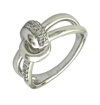 انگشتر زنانه ژوپینگ طرح گره نقره‌ای لوکس با نگین‌های درخشان