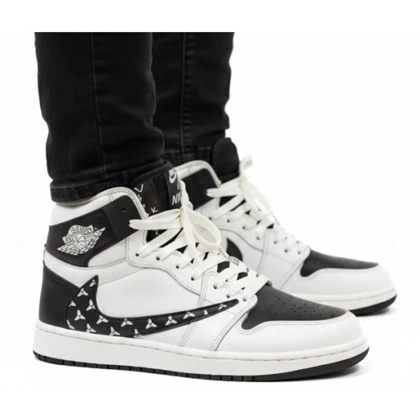 کتانی مردانه ترویس ساق‌دار سفید مشکی