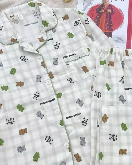 ست راحتی استین بلند جلو دکمه کد 5371