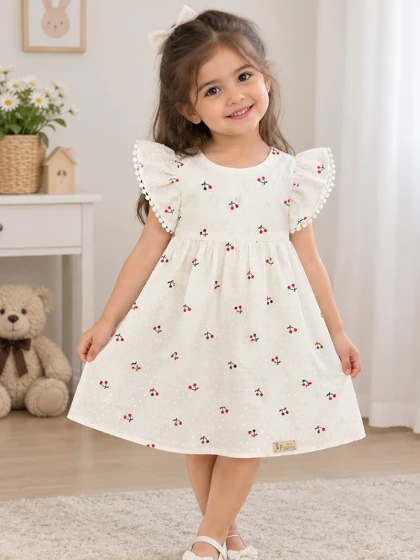 سارافون دخترانه چین‌دار گیلاس کد 27