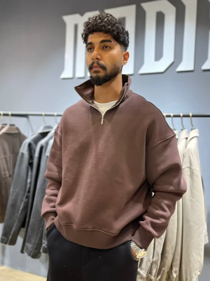 دورس نیم زیپ قهوه ای موکا / برند Antioch ترکیه / باکسی