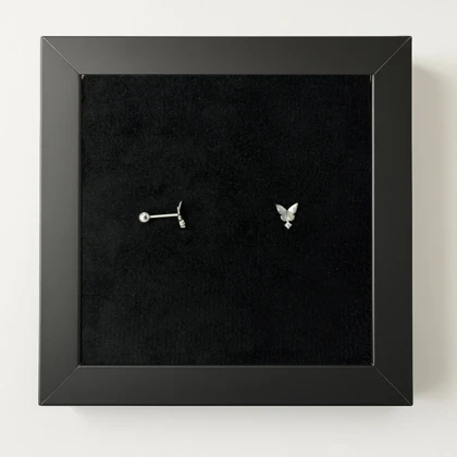 پیرسینگ گوش نقره اصل 925 عیار مدل پروانه ساده تک نگین