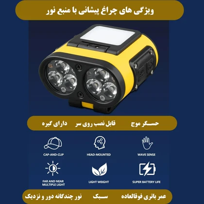 چراغ پیشانی سنسور دار شارژی مدل T152