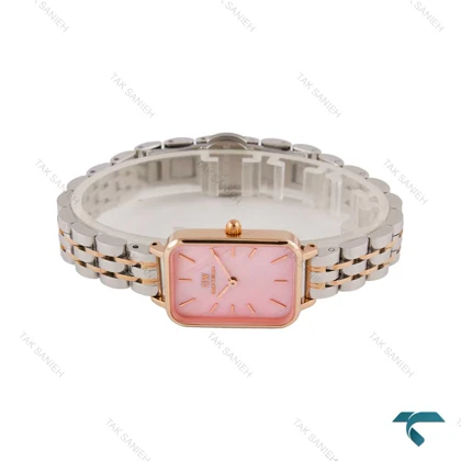 ساعت مچی DW زنانه مستطیلی دورنگ رزگلد صفحه صورتی DW-6820-L