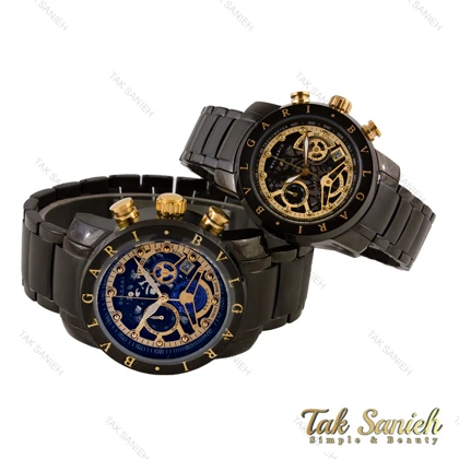 ست ساعت بولگاری مشکی طلایی کرنوگراف Bvlgari-5725-S