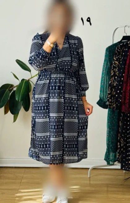 پیراهن حریر سرمه سری 19