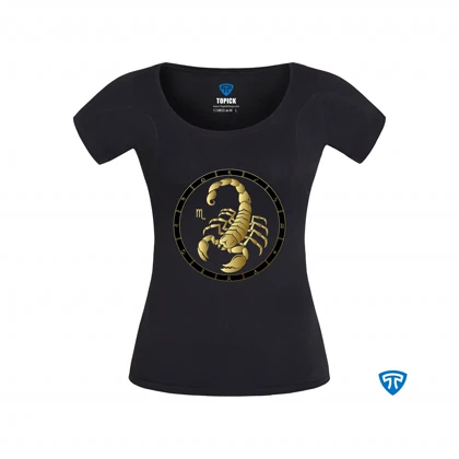 تیشرت ضدتعریق زنانه مشکی نماد متولدین آبان ماه