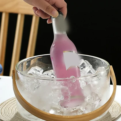 ظرف پیرکس دسته بامبو شفاف /pa79