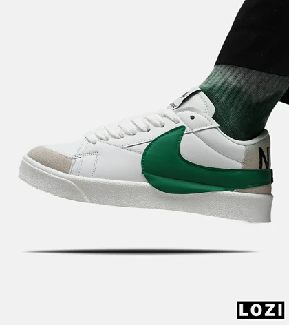 کفش نایک مردانه و زنانه سفید سبز Nike Blazer Low 77 Jumbo مدل 5607
