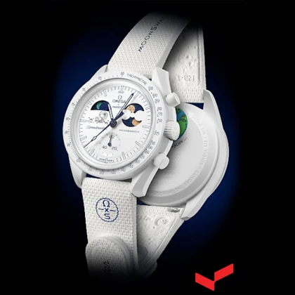 ساعت مچی امگا سواچ مدل MISSION TO EARTHPHASE - MOONSHINE GOLD SO33W701L