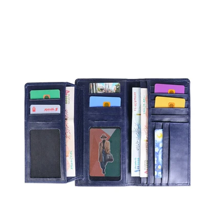 کیف پول چرم سورمه ای WA24