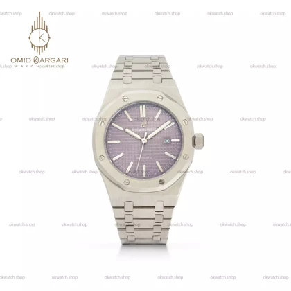 ساعت مچی اودمار پیگه باتری بند سیلور صفحه بنفش Audemars Piguet