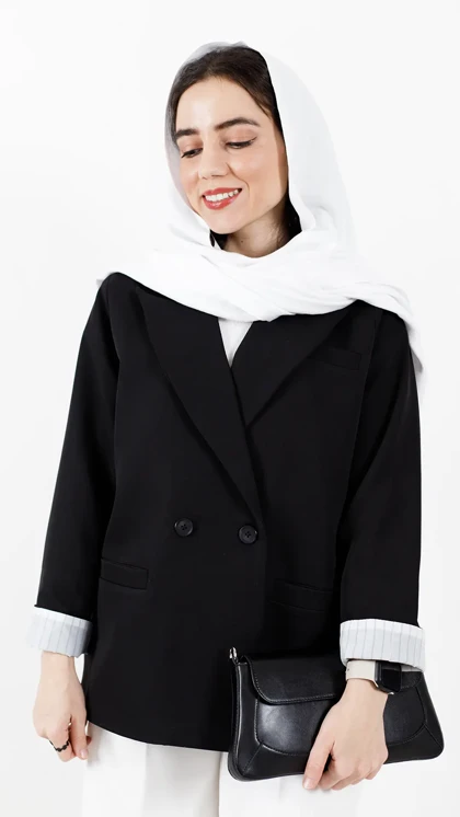 کت دو دکمه آستین راه راه