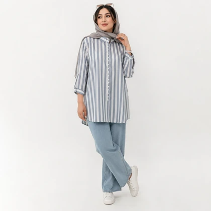 مانتو زنانه اسپرت راه راه کد 113