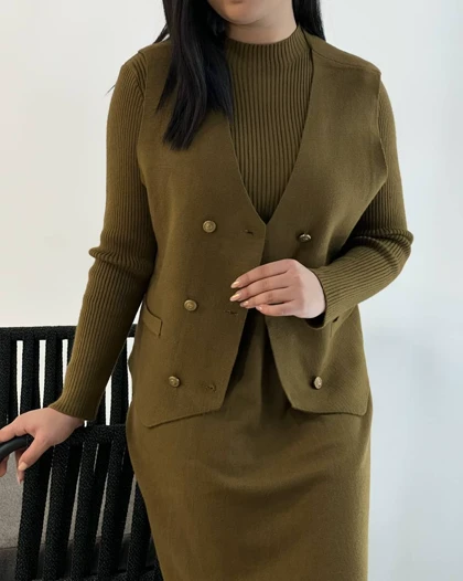 ست سارافون و جلیقه بافت کد 5217