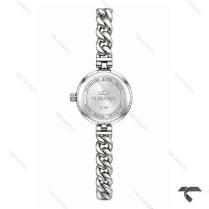 ساعت الگانس زنانه رفرنس EL006 بند کارتیه ای سیلور صفحه مشکی Elegance-11487-L
