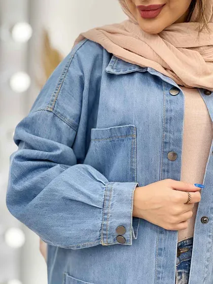 مانتو جین چهار جیب زاپ‌دار