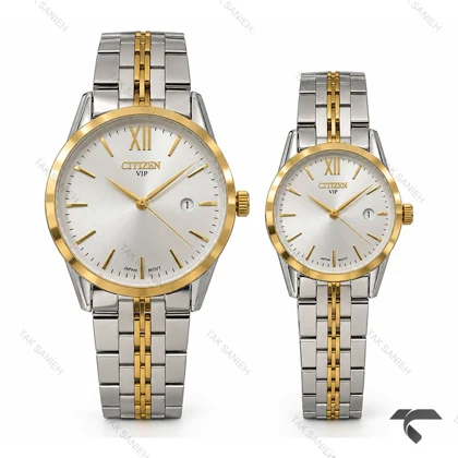 ساعت ست عروس دامادی سیتیزن VIP رفرنس 31621 دورنگ طلایی Citizen-11512-S