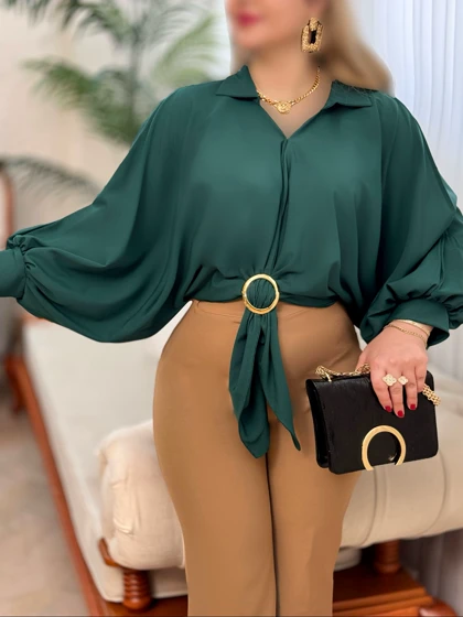 شومیز کرپ حلقه‌ای2823