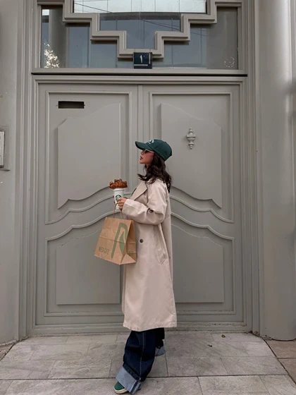 ترنچ کت استخوانی Stradivarius 221