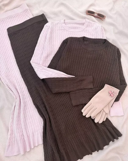 ست پلیور و دامن بافت کد 5374